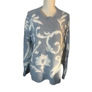 Cynthia Rowley  Blue and White Floral Sweater